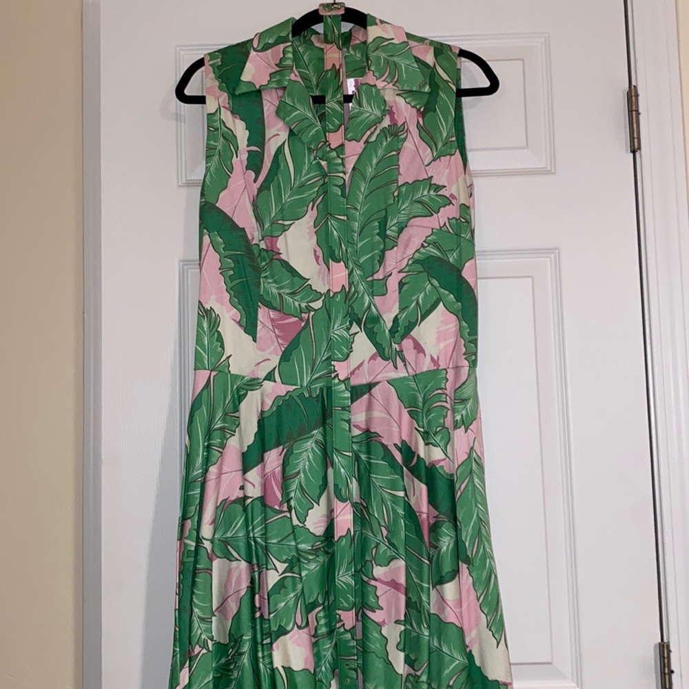 Pinup Couture Edie Dress in Pink Palms